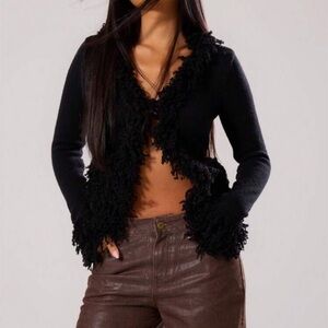 Black Fringed Sweater